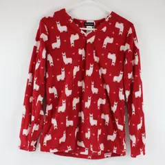 Rampage Women's Red Llama Pattern Pajama Long-Sleeve Shirt/Sweater Used Size L