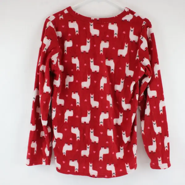 Rampage Women's Red Llama Pattern Pajama Long-Sleeve Shirt/Sweater Used Size L