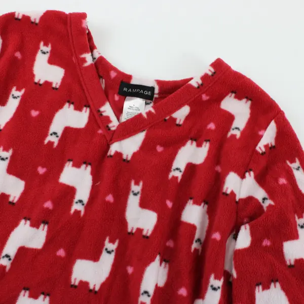 Rampage Women's Red Llama Pattern Pajama Long-Sleeve Shirt/Sweater Used Size L