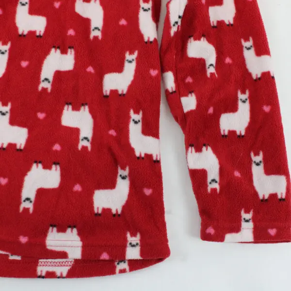 Rampage Women's Red Llama Pattern Pajama Long-Sleeve Shirt/Sweater Used Size L