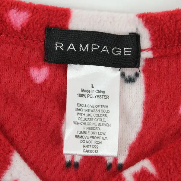 Rampage Women's Red Llama Pattern Pajama Long-Sleeve Shirt/Sweater Used Size L