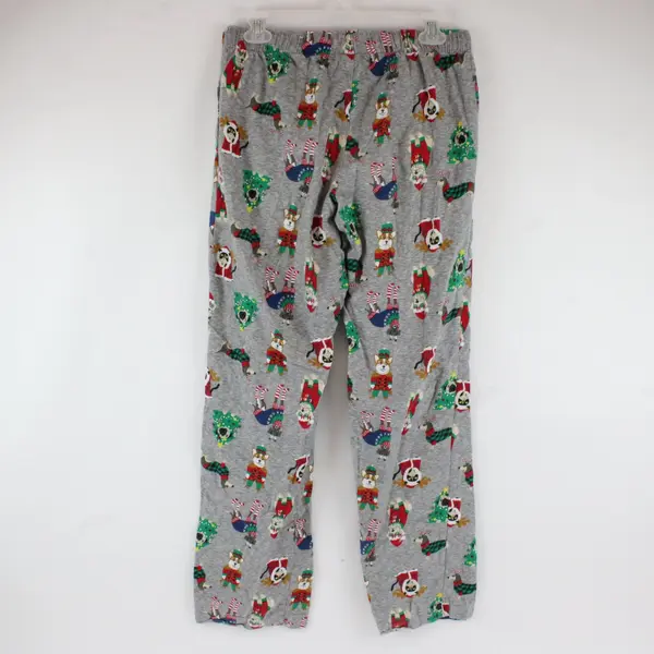 Old Navy Gray/Multicolor Christmas Dogs Pattern Cotton Pajama Pants, Size S