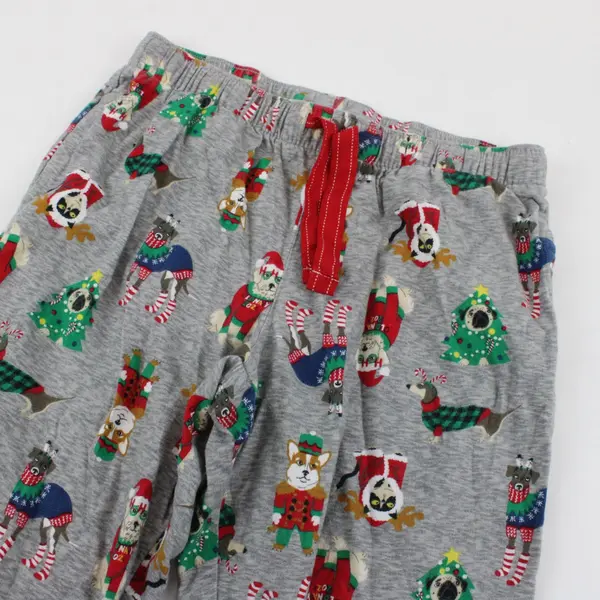Old Navy Gray/Multicolor Christmas Dogs Pattern Cotton Pajama Pants, Size S