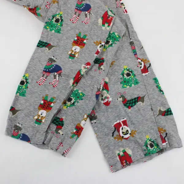 Old Navy Gray/Multicolor Christmas Dogs Pattern Cotton Pajama Pants, Size S