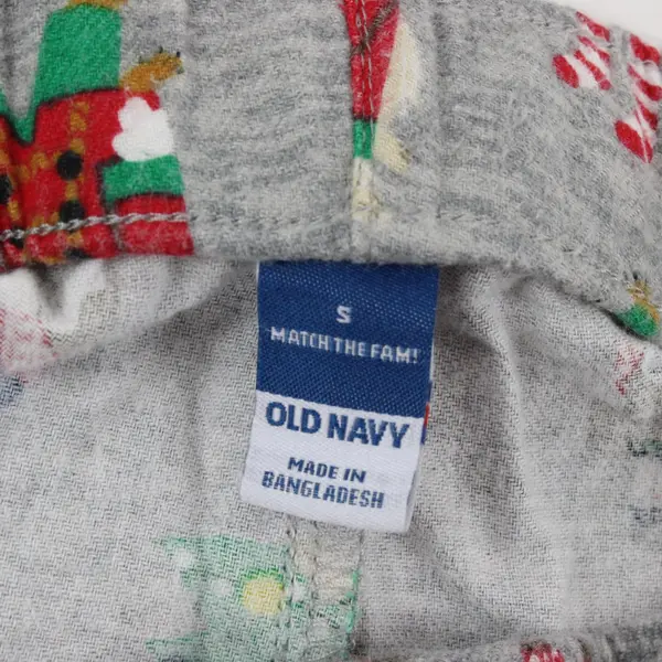 Old Navy Gray/Multicolor Christmas Dogs Pattern Cotton Pajama Pants, Size S