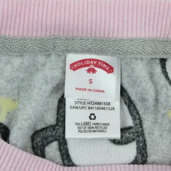 Holiday Time Women's Sleep Shirt Pajama Top Fleece Penguin Pink Gray, Size S