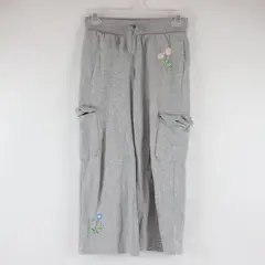 Wonder Nation Girls Gray Cargo Pants Drawstring Flower Accents M 7-8
