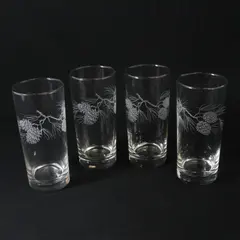 4 Libbey St. Clair Frosted Pine Cone Iced Tea Glasses 6.25"