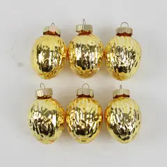 Set of 6 Gold Tone Ribbed Christmas Ornaments