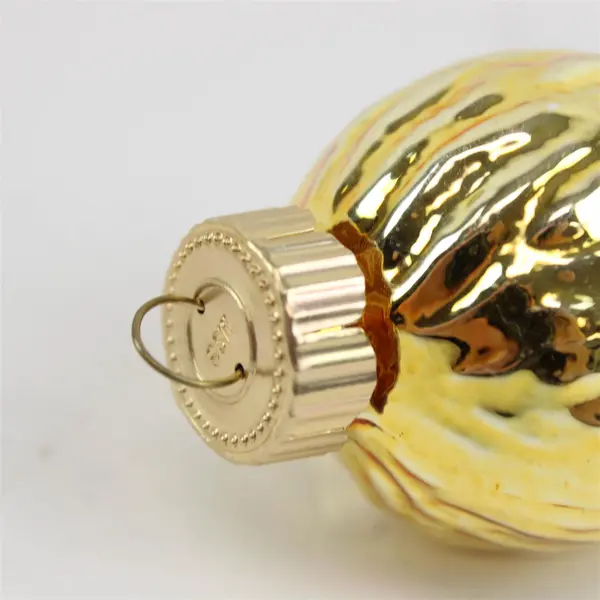 Set of 6 Gold Tone Ribbed Christmas Ornaments