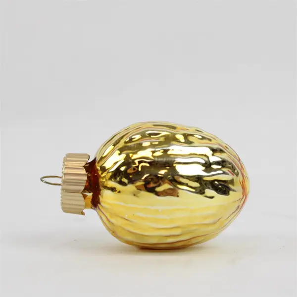 Set of 6 Gold Tone Ribbed Christmas Ornaments