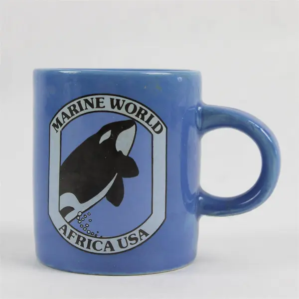 Vintage 1990's Marine World Africa USA Whale Souvenir Mini Mug Cup