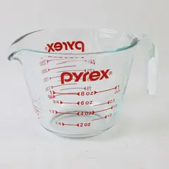 Vintage Pyrex Measuring Cup Open Handle 1 Cup Red Lettering USA