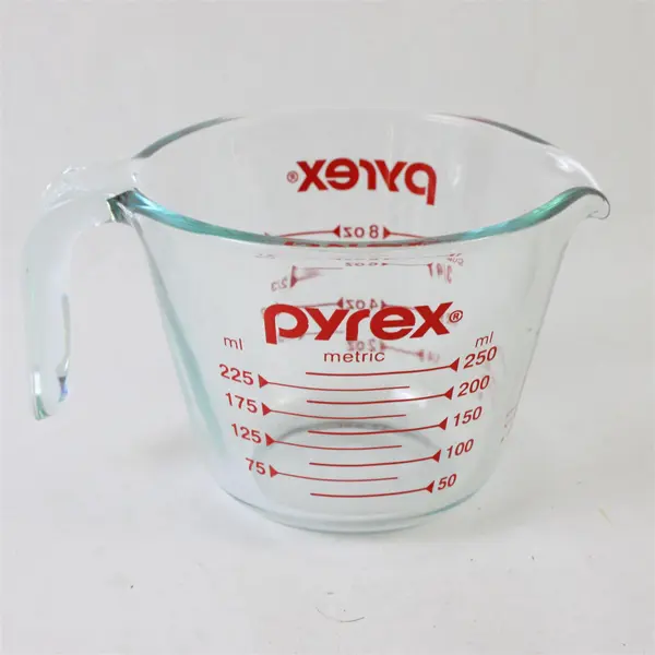 Vintage Pyrex Measuring Cup Open Handle 1 Cup Red Lettering USA