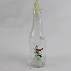 Kathy Hatch Collection Glass Oil Vinegar Cruet Snowmen