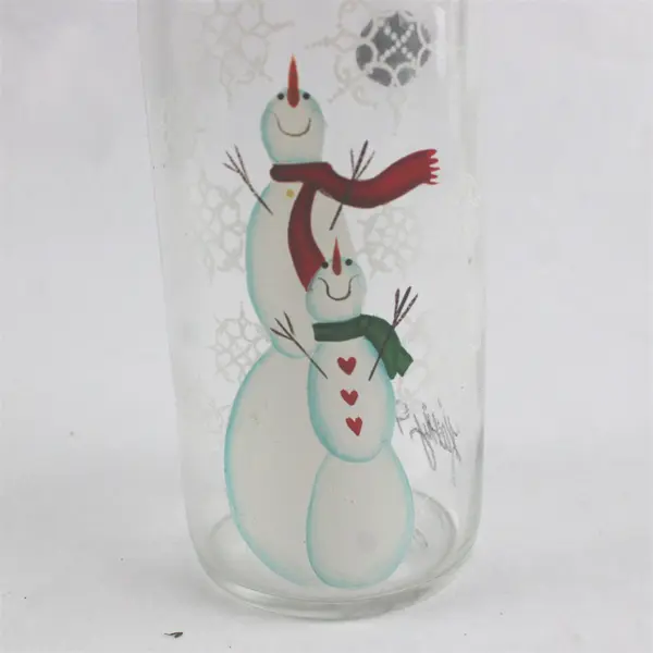 Kathy Hatch Collection Glass Oil Vinegar Cruet Snowmen
