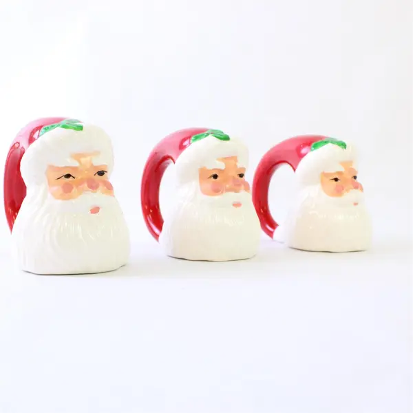 Lot of 8 Ceramic Santa Claus Christmas Napkin Rings Holiday Table Decor