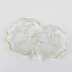 Vintage Hazel-Atlas Glass Relish Dish Pansy Clover Leaf Shape