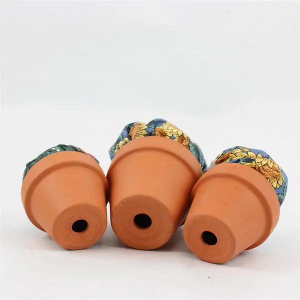 Lot of 3 Collectible Floral Pincushions in Terracotta Pots