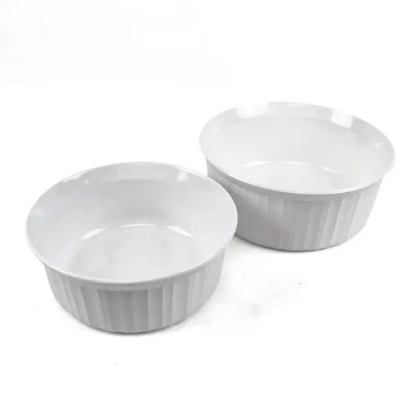 CorningWare French White 2 Pc Casserole Dish Set F-5-B 1.4L F-1-B 2.5L No Lids