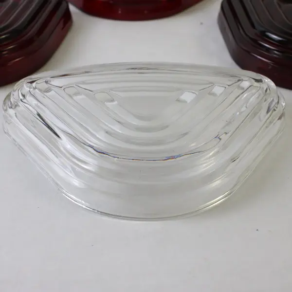 Lot of 7 Anchor Hocking Relish Dishes 6 Ruby Red 1 Clear Manhattan