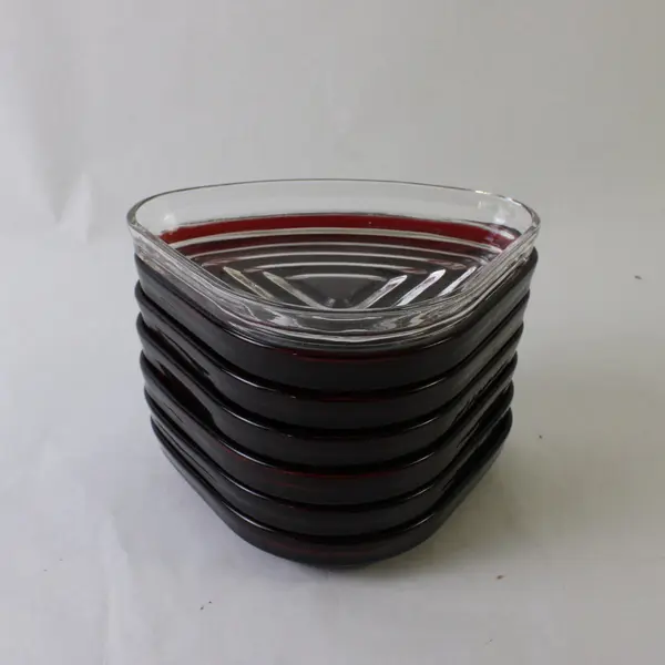 Lot of 7 Anchor Hocking Relish Dishes 6 Ruby Red 1 Clear Manhattan