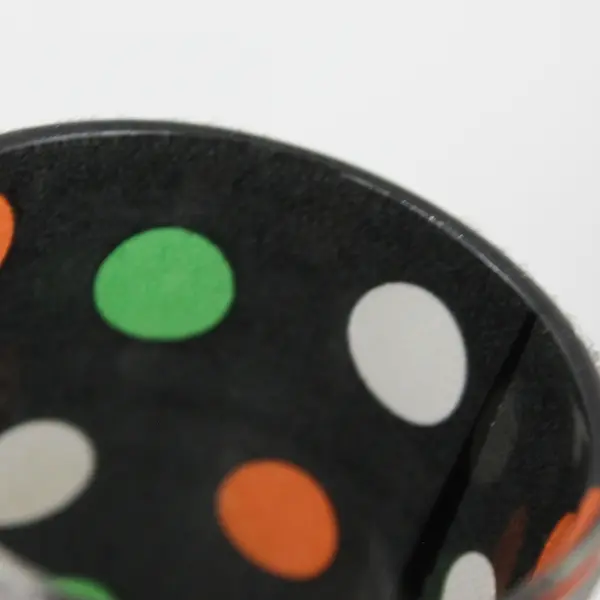 4 Black Glass Votive Candle Holders With Textured Coating Red White Green Dots
