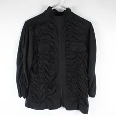 JouJou Women's 2X Black Ruched Front Full Zip Jacket Long Sleeve