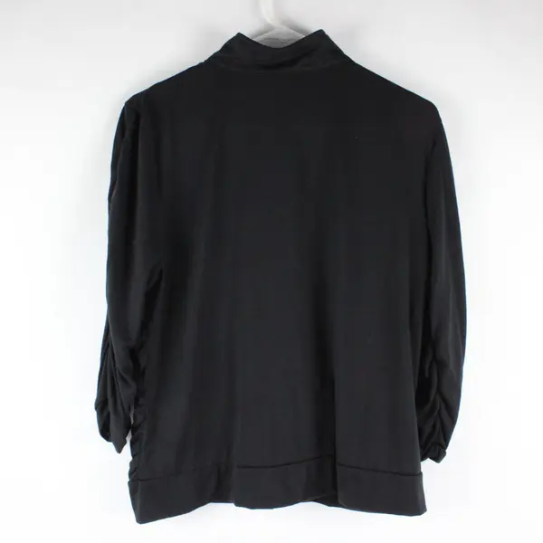 JouJou Women's 2X Black Ruched Front Full Zip Jacket Long Sleeve