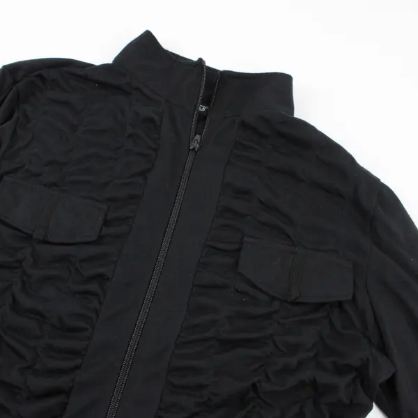 JouJou Women's 2X Black Ruched Front Full Zip Jacket Long Sleeve