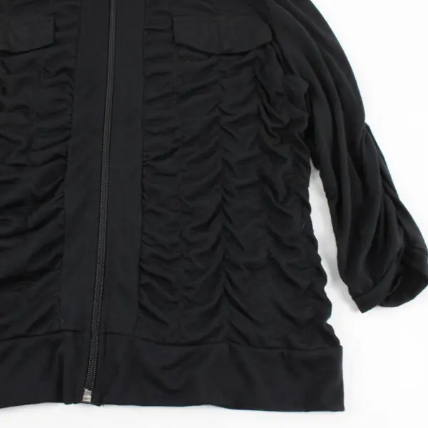 JouJou Women's 2X Black Ruched Front Full Zip Jacket Long Sleeve