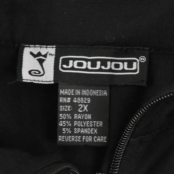 JouJou Women's 2X Black Ruched Front Full Zip Jacket Long Sleeve