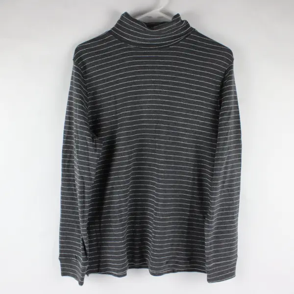 Laura Scott Gray and Silver Striped Turtleneck Long Sleeve Shirt Size L