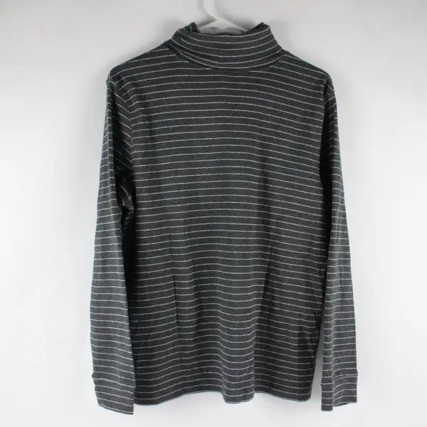 Laura Scott Gray and Silver Striped Turtleneck Long Sleeve Shirt Size L