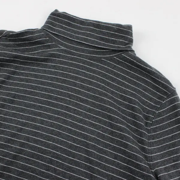 Laura Scott Gray and Silver Striped Turtleneck Long Sleeve Shirt Size L