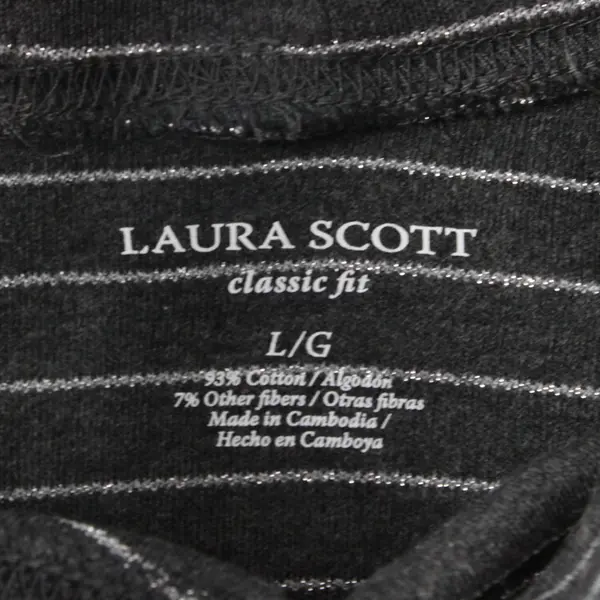 Laura Scott Gray and Silver Striped Turtleneck Long Sleeve Shirt Size L