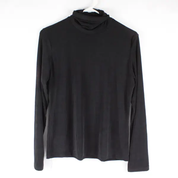 Susan Lawrence Women's Black Lightweight Turtleneck Top Shirt Size L