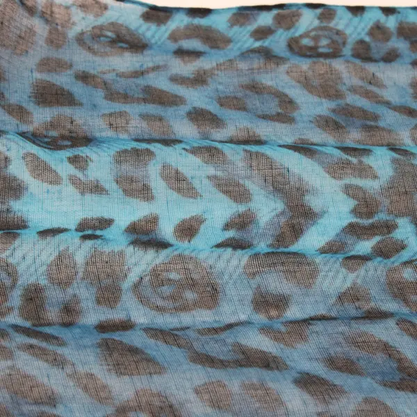 Blue and Black Leopard Print with Skulls and Tassels Sheer Neck Wrap Scarf 