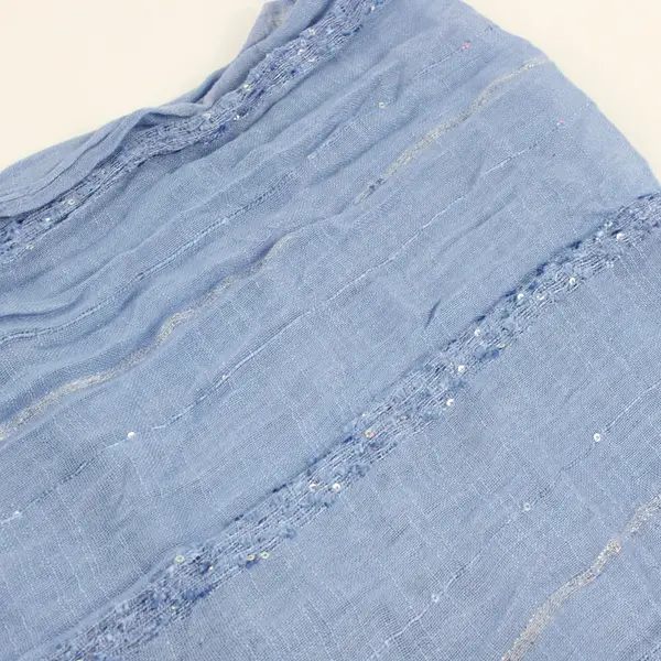 Light Blue Infinity Scarf Silver Sequin and Stripe Embellished