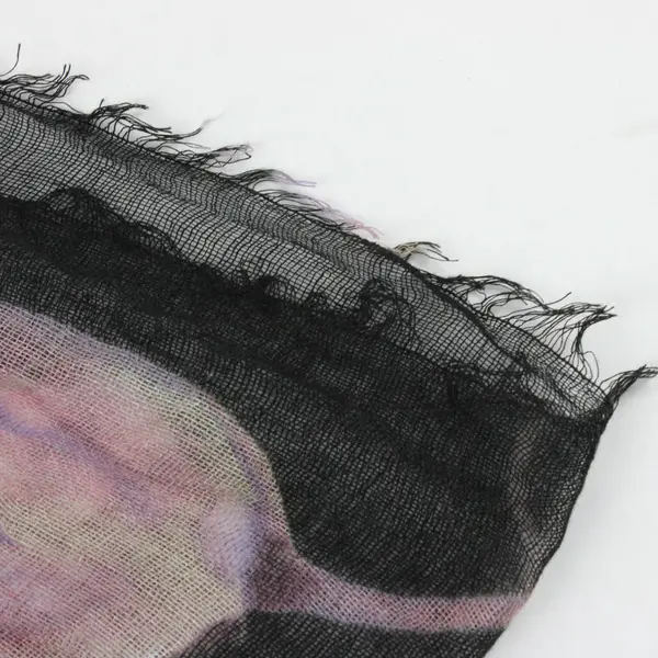 Black and Pink Floral Sheer Infinity Scarf Distressed Ends