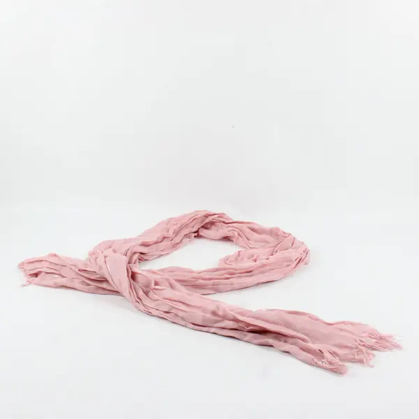 Light Pink Sheer Wrap Scarf with Silver Stripes and Tassels