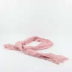 Light Pink Sheer Wrap Scarf with Silver Stripes and Tassels