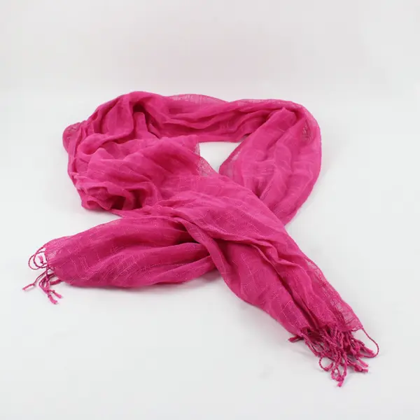 Hot Pink Sheer Wrap Scarf with Tassels