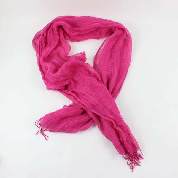 Hot Pink Sheer Wrap Scarf with Tassels