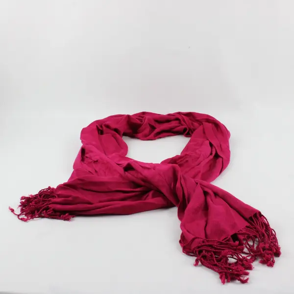 Dark Pink Woven Wrap Scarf with Tassels