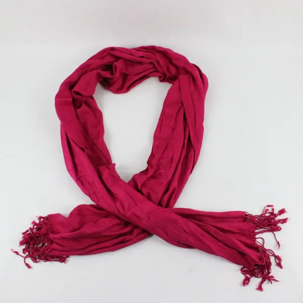 Dark Pink Woven Wrap Scarf with Tassels