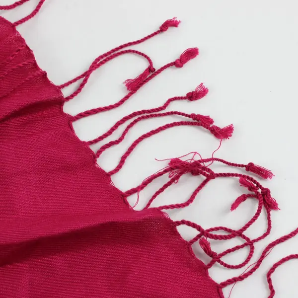 Dark Pink Woven Wrap Scarf with Tassels