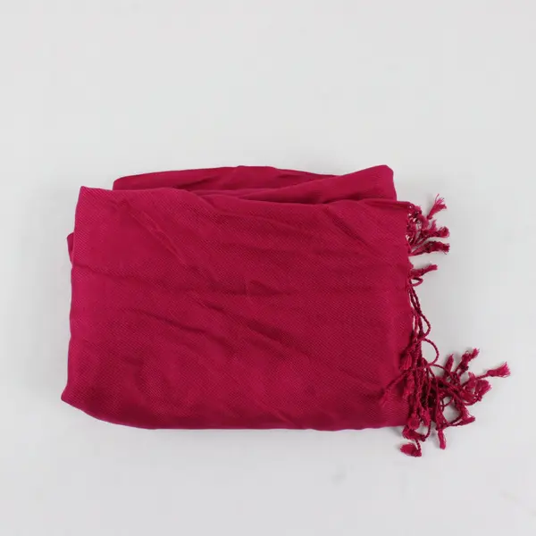 Dark Pink Woven Wrap Scarf with Tassels