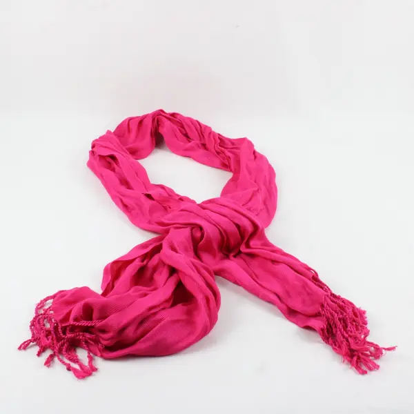 Hot Pink Woven Wrap Scarf with Tassels