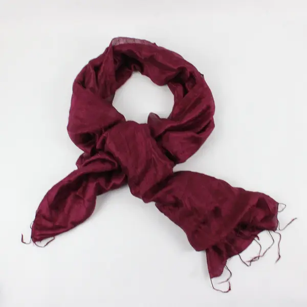 Burgundy Sheer Wrap Scarf with Tassels